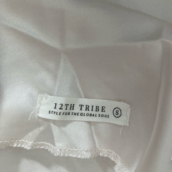 12th Tribe Slinky Satin Halter Dress Size Small Cream - Picture 2 of 7